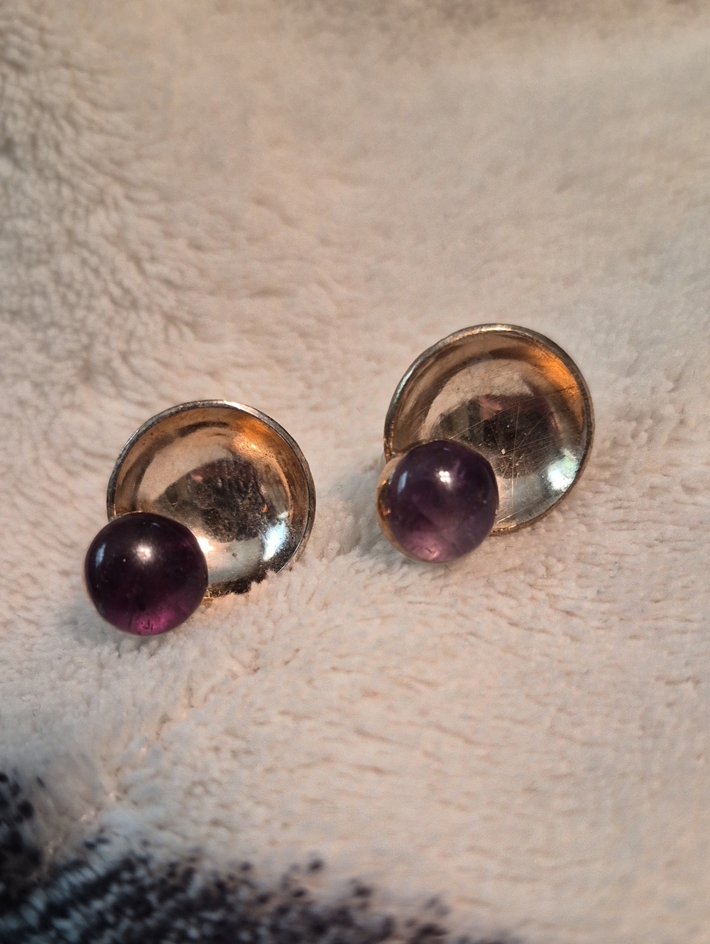 Purple And Silver Stud Earrings